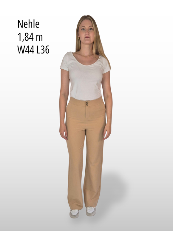 BGLVY - Damenanzughose, Straight Leg, High Waist, Beige vorne