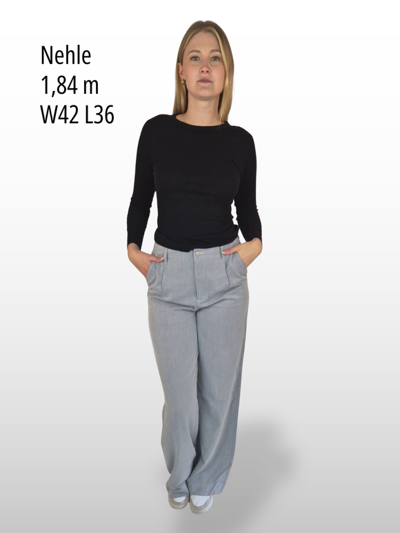 BGLVY - PERLA, Stoffhose, Straight Fit, High-Waist, Grey vorne