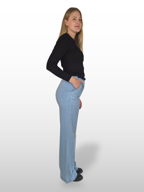 BGLVY - PERLA, Stoffhose, Straight Fit, High-Waist, Light Blue seite