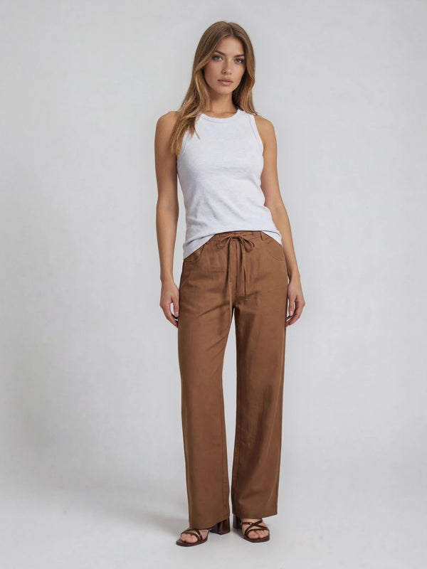 BOGILVY-JULIE-DAMENSOMMERHOSE-LEINENMIX-BRAUN-LANG