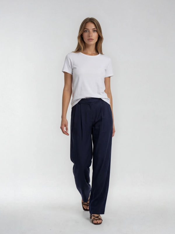 BOGILVY-LIV-DAMEN STOFFHOSE-NAVY-VORNE