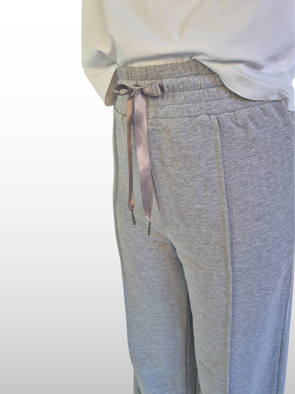 BOGILVY - EMMA, Wide Leg, Sweatpants, High-Waist, Grey detail