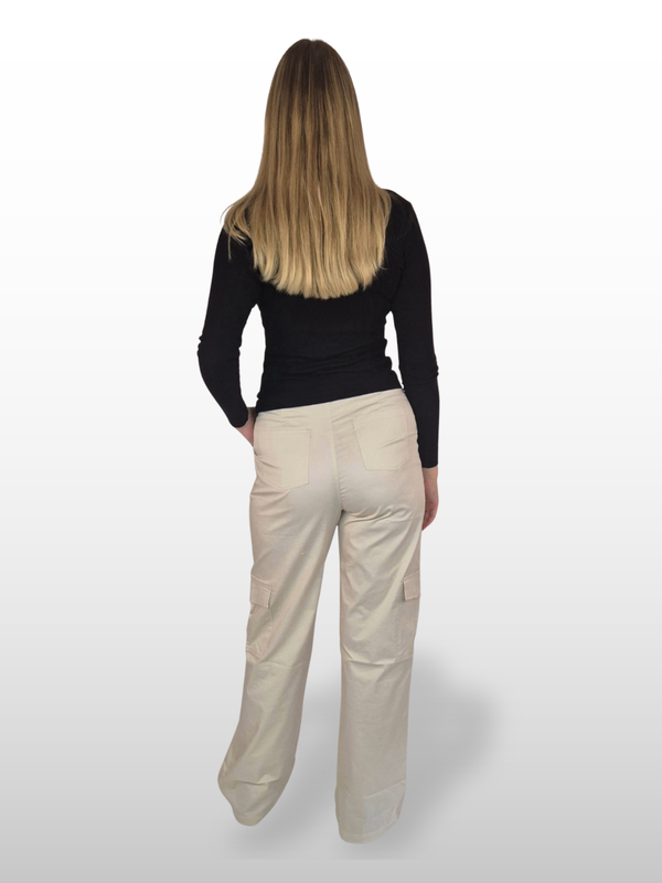 BOGILVY - JACKY, Damen Cargohose, Straight Fit, Super High Waist, Sand hinten