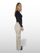 BOGILVY - JACKY, Damen Cargohose, Straight Fit, Super High Waist, Sand seite