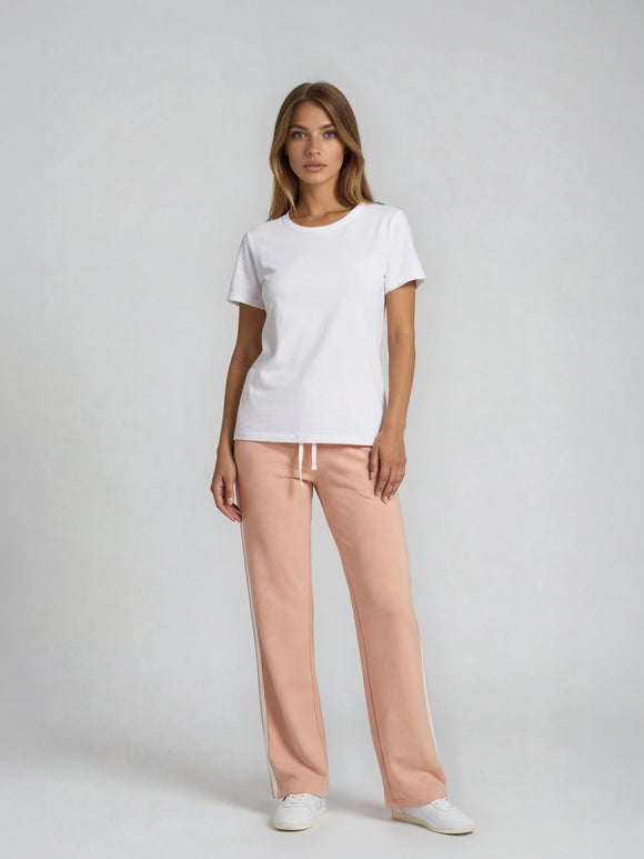 elastische Hose in Farbe sand mit streifen