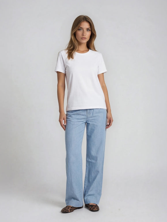 Bogilvy-Perla-Hellblaue Light Denim Stoffhose-vorne