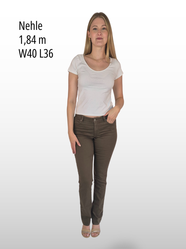 MAC MELANIE Straight Fit High Waist Olive Night vorne