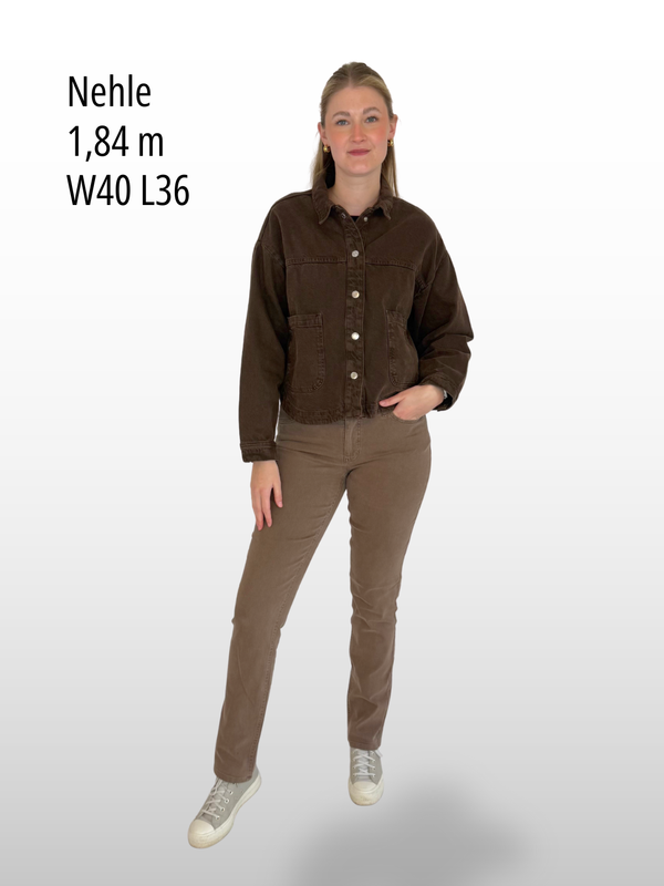 MAC JEANS - MELANIE- Authentic Stretch Denim-lighttreebark-highrise-ganzkörperbild-vorne