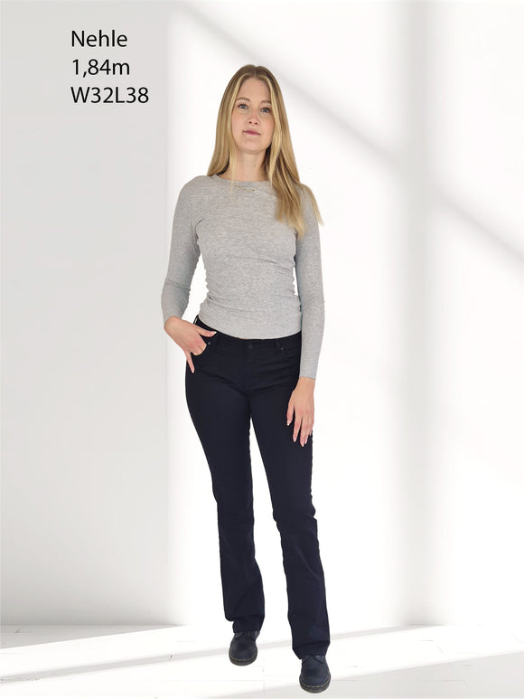MAVI - Bella, Mid-Waist, Slim Bootcut, Double Black STR vorne