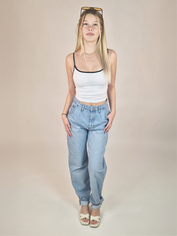 MAVI - LAURA, High-Rise, Pleated Baggy - Lt Blue Lt Denim vorne