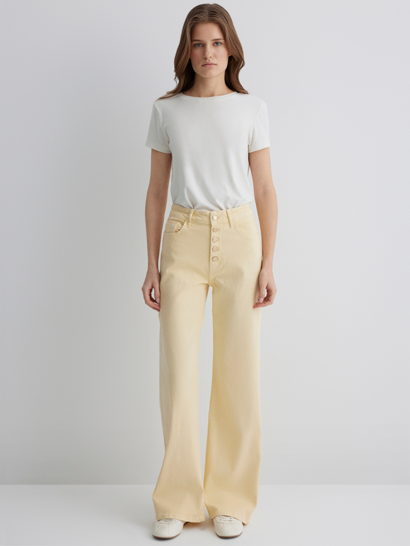 MAVI - MALIBU BUTTON UP, High Waist, Loose Wide Leg, ITALIEN STRAW vorne