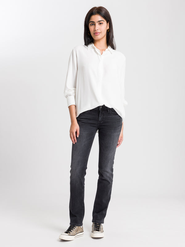 CROSS JEANS - ROSE Jeans, Straight Fit, Black, Vorne, Ganzkörper