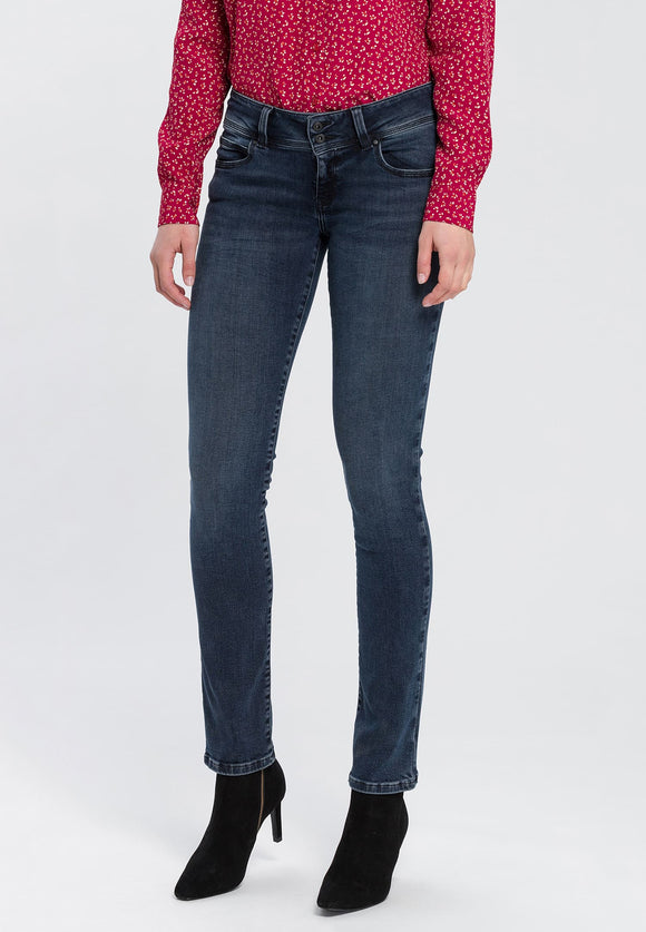 CROSS JEANS - LOIE, Straight, Dark Blue, Mid Waist, Push up, Länge 30 - L30 - Länge 32 - L32 - Länge 34 - L34 - Länge 36 - L36- Länge 38 - L38 - vorne - Beine - Vorderansicht