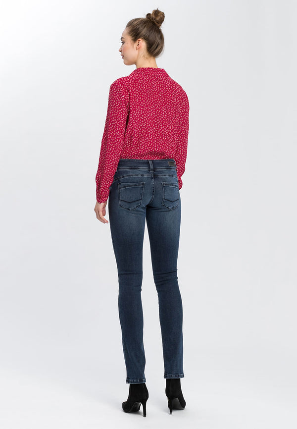 CROSS JEANS - LOIE, Straight, Dark Blue, Mid Waist, Push up, Länge 30 - L30 - Länge 32 - L32 - Länge 34 - L34 - Länge 36 - L36- Länge 38 - L38 - hinten - Ganzkörper - Rückansicht