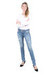 LTB - MOLLY M, Slim, Lelia-Wash, Mittelblau, Mid Waist, used look, Länge 36 - L36 - vorne - Ganzkörper - Vorderansicht