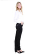 MAC - MELANIE Glam, Feminine Fit, Black-Black, Straight Leg, Nieten, High Waist, Länge 34 - L34 - Länge 36 - L36 - Seite - Ganzkörper - Seitansicht
