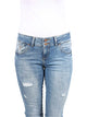 LTB - MOLLY M, Slim, Lelia-Wash, Mittelblau, Mid Waist, used look, Länge 36 - L36 - vorne - Bund - Knöpfe - Detailansicht
