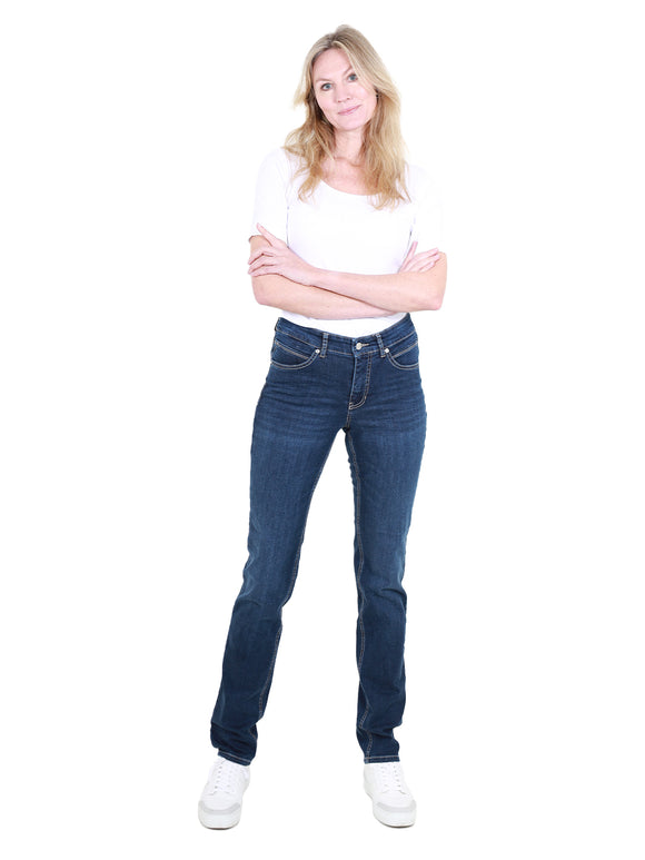 MAC - MELANIE, Feminine Fit, New Basic Wash, Blue, Straight Leg, High Waist, Länge 34 - L34 - Länge 36 - L36 - vorne - Ganzkörper - Vorderansicht