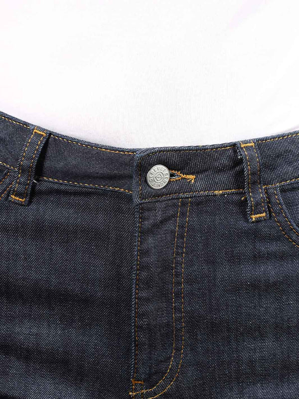 Screvet - Skinny Fit - High Waist - Dark Blue - Rivet- Länge 34 - L34 - Länge 36 - L36 - Länge 38 - L38 - vorne - Knopf - Detailansicht
