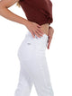 WHITEFIVE, The Unbluejeans,  White ALABASTER, Slim Fit, Mid Waist, L28, L30, L32, L34, L36, L38, weiß, Damenhose, Damenjeans, weiße Hose, Detailansicht, Seite