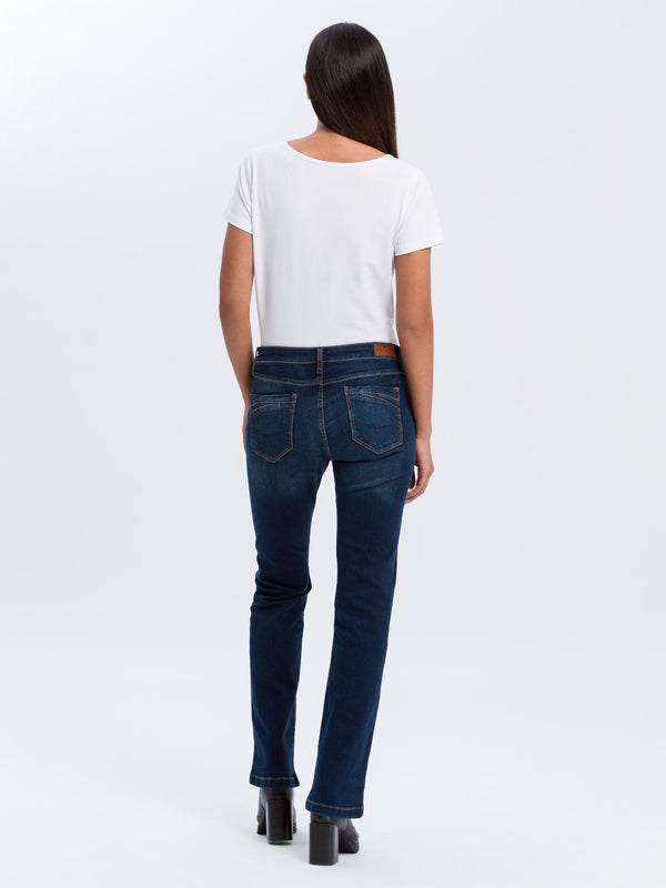 CROSS JEANS - LAUREN Jeans, Bootcut, Deep Blue, Mid Waist, Länge 30 - L30 - Länge 32 - L32 -  Länge 34 - L34 - Länge 36 - L36  - hinten - Ganzkörper - Rückansicht