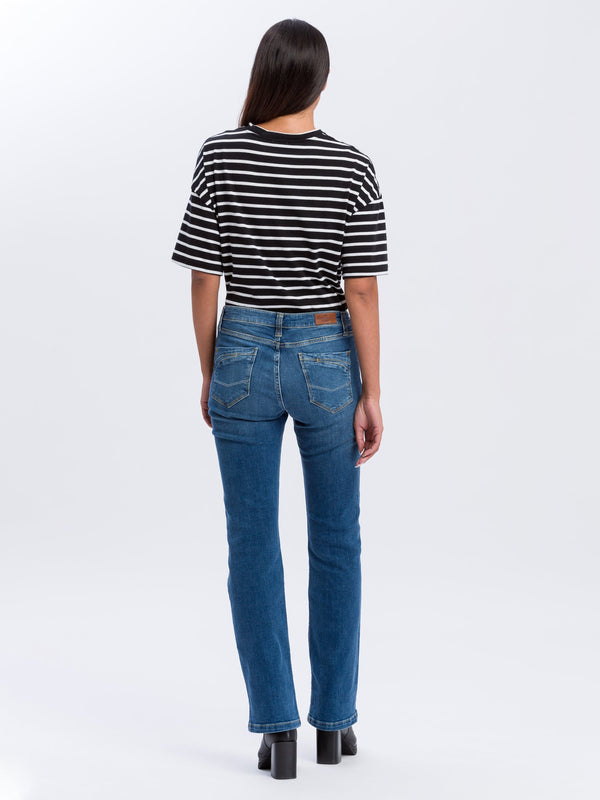 CROSS JEANS - LAUREN Jeans, Regular Fit, Mid Waist, Länge 30 - L30 - Länge 32 L32 -Länge 34 - L34 - Länge 36 - L36 - Länge 38 - L38 - hinten - Ganzkörper - Rückansicht