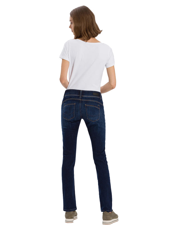 CROSS JEANS - LOIE, Straight, Dark Blue, Mid Waist, Push up, Länge 30 - L30 - Länge 32 - L32 - Länge 34 - L34 - Länge 36 - L36- Länge 38 - L38 - hinten - Ganzkörper - Rückansicht