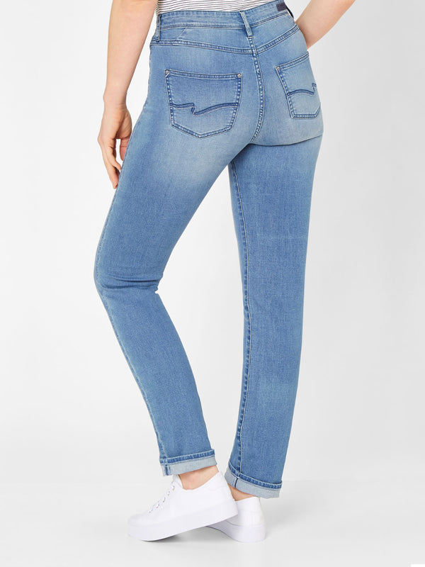 PADDOCK'S - PAT LIGHT DENIM, Slim Fit, Medium Stone, High Waist, Länge 34 - L34 - Länge 36 - L36 - Länge 38 - L38 - hinten - Beine - Rückansicht 